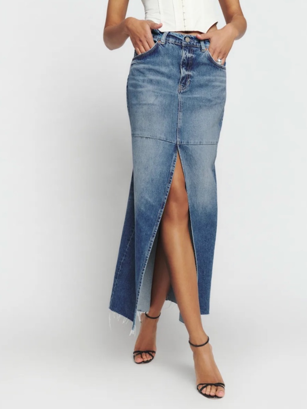 Reformation Tazz Maxi Denim Skirt in Blue US 29 (Medium)